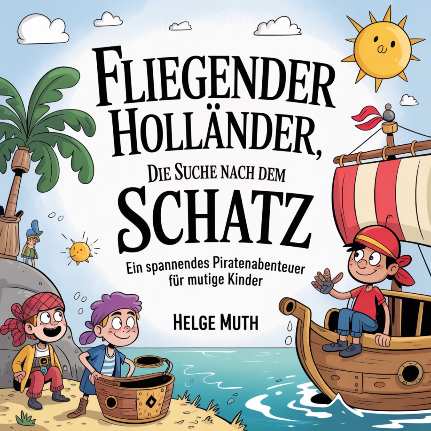 Cover des Kinderhörbuchs „Fliegender Holländer – Die Suche nach dem Schatz“ von Helge Muth. Ein spannendes Piratenabenteuer für mutige Kinder.